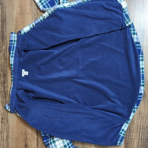 L.L. Bean Fleece-Lined Flannel Shirt, Snap-Front Plaid Size Small in Blue/Green - Picture 9 of 12